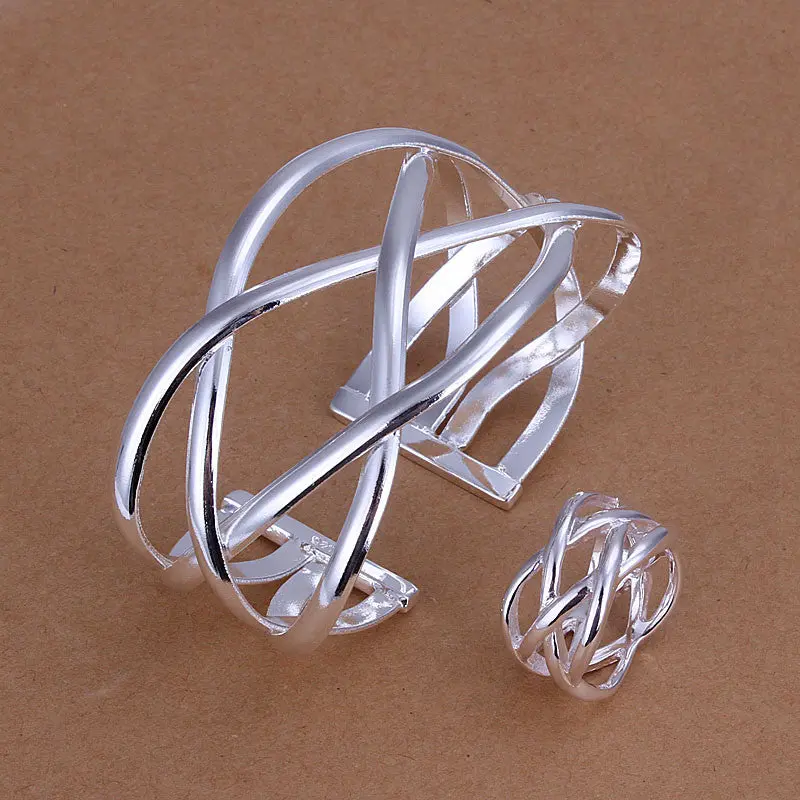 Silver Plated Cute Jewelry Sets Necklace Bracelet Bangle Earring Ring Smts311 1