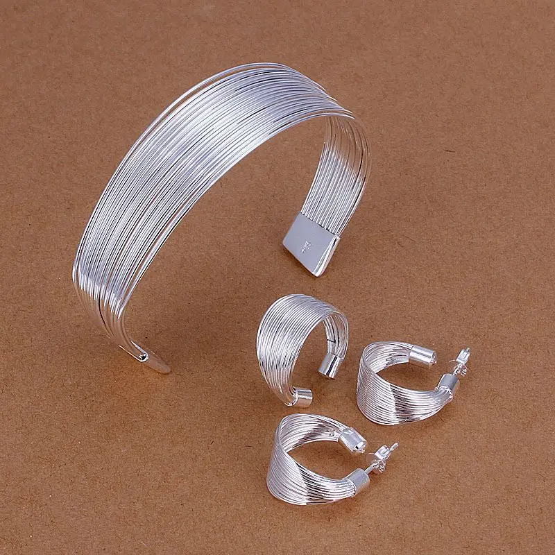 Silver Plated Cute Jewelry Sets Necklace Bracelet Bangle Earring Ring Smts312 1
