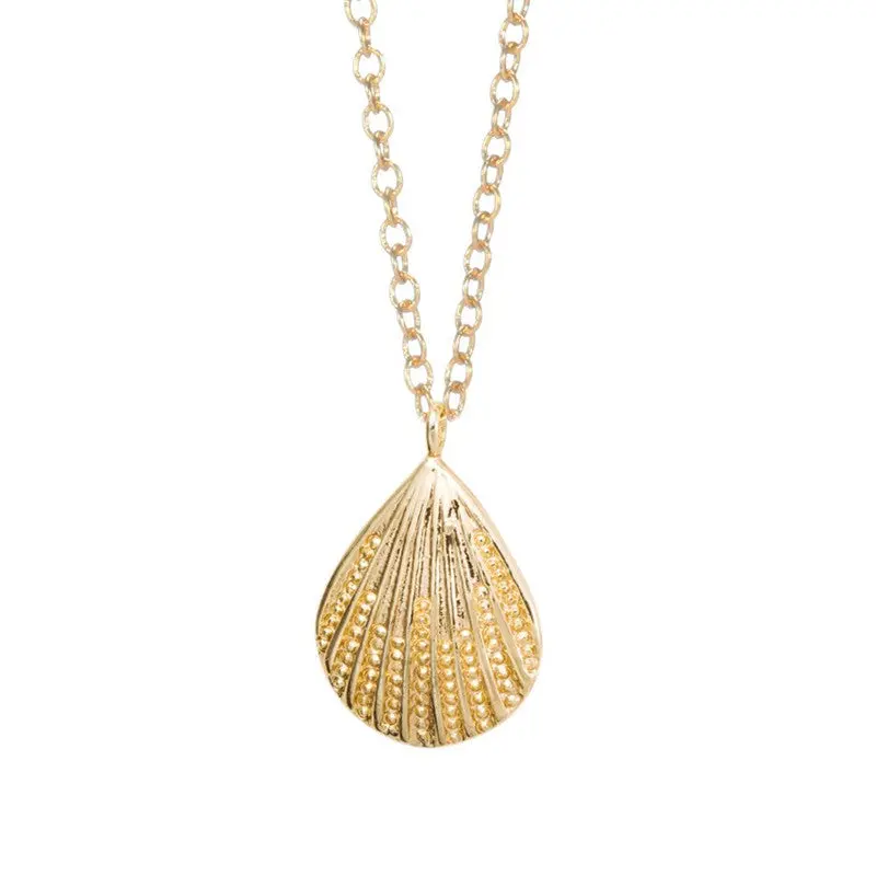 Silver Plated Dainty Minimalist Shell Necklace Perfect Sea Shell Jewelry 10Pcs-N079 1