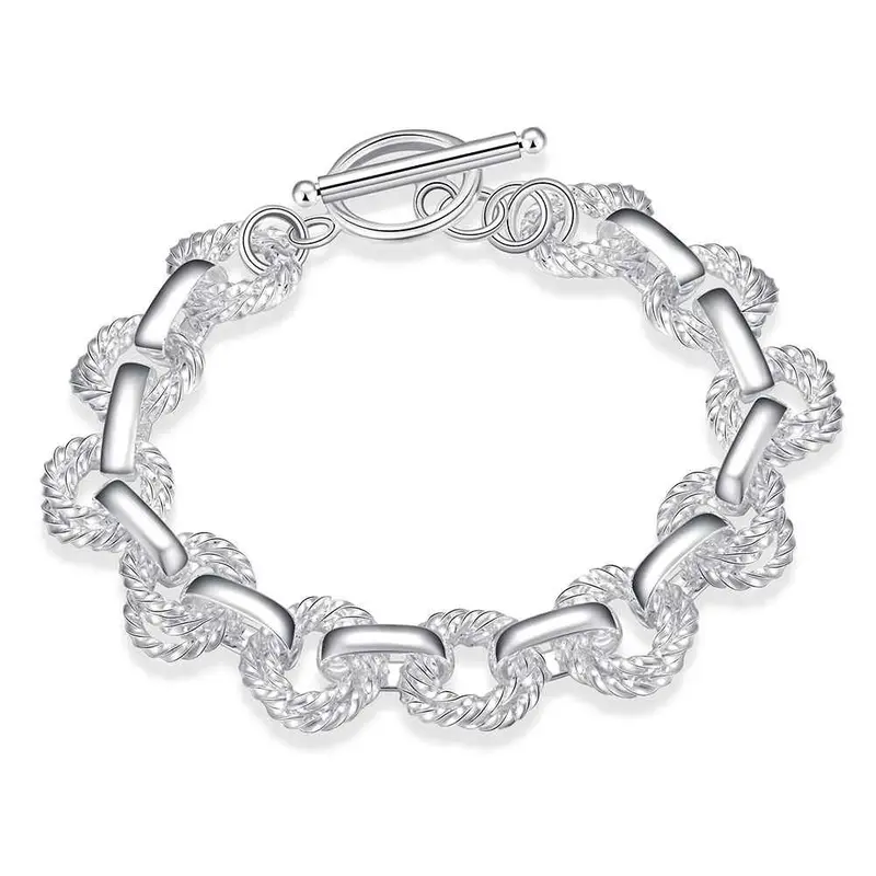 Silver Plated Double Twisted Wave To Men Bracelet Jewerly Accessories 1