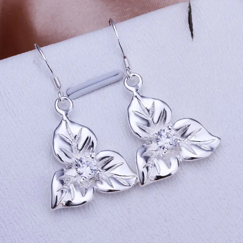 Silver-Plated Earing Austria Crystal Flower Drop Earring Silver Plated Earrings 265 2
