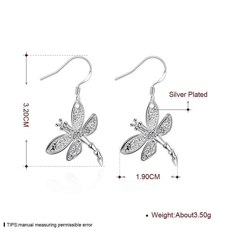 Silver-Plated Earing Dragonfly With Stone Drop Earring Silver Plated Earrings 9 2