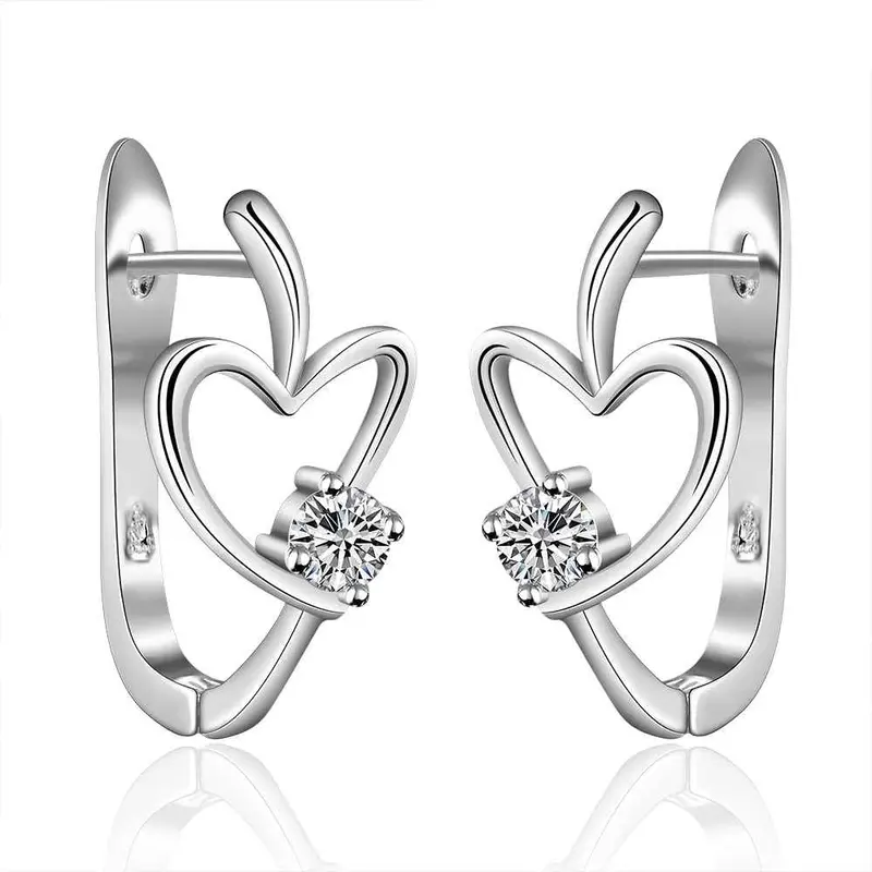 Silver-Plated Earing Heart U Stud Earring Silver Plated Earrings 6 3 1