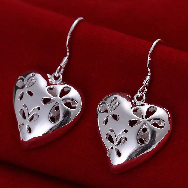Silver-Plated Earing Hollow Crooked Heart Drop Earring Silver Plated Earrings 217 1