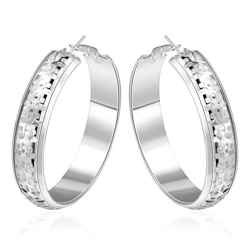 Silver Plated Earing Inlain Flower Hoop Brinco Jewelry 2 3 1