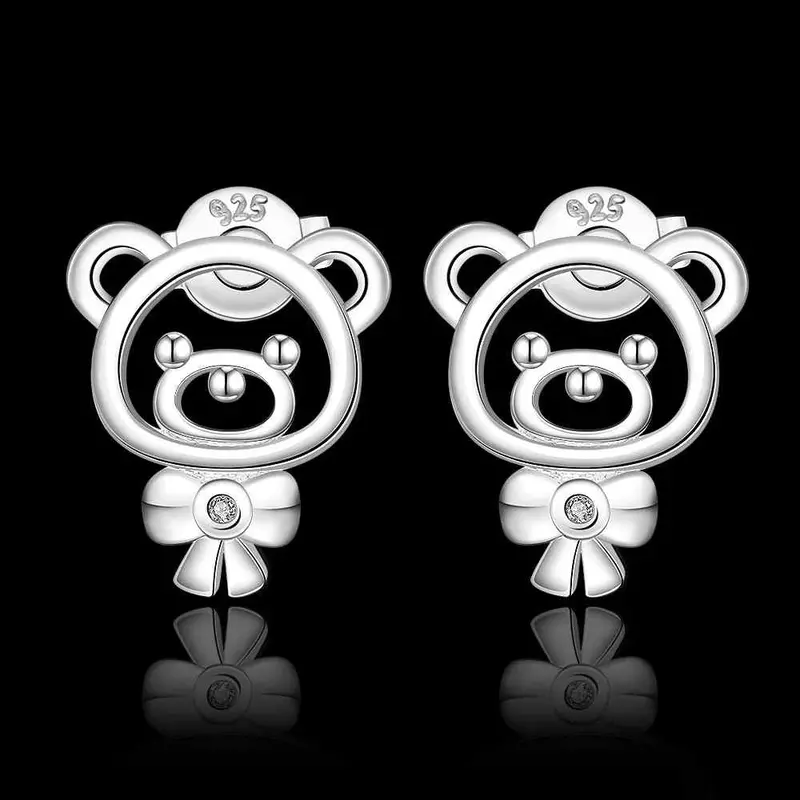 Silver Plated Earing Jewelry Bear Lovely Stud Earring 544 2