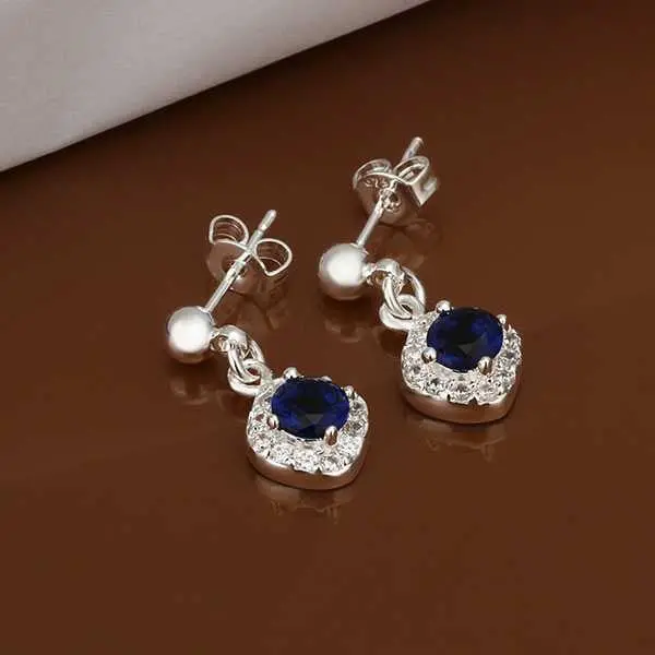 Silver Plated Earing Jewelry Blue Stone Drop Earring 43 1