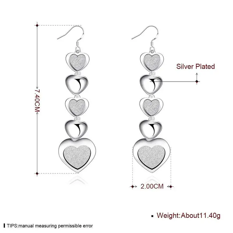Silver Plated Earing Jewelry Cute Heart Drop Earring 321 2