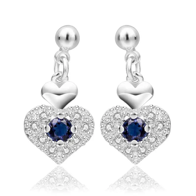 Silver Plated Earing Jewelry Purple Heart Stud Earring 566 1