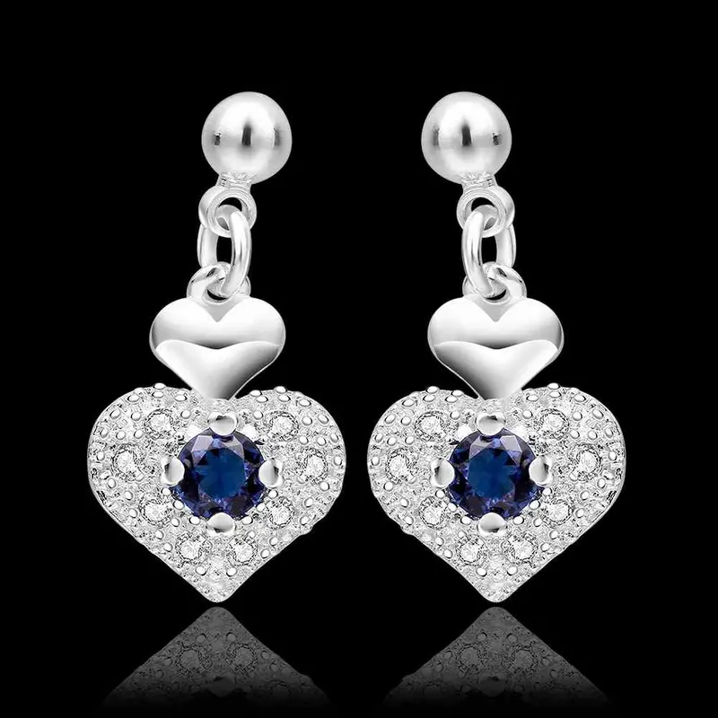 Silver Plated Earing Jewelry Purple Heart Stud Earring 566 2