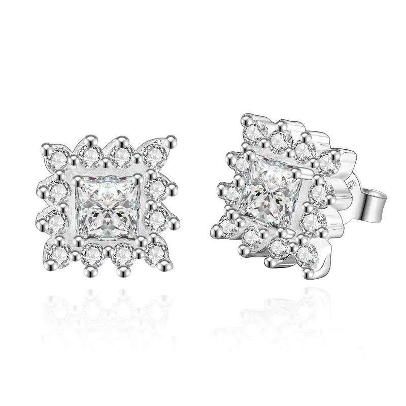 Silver Plated Earing Jewelry Square Star Stud Earring 55 1