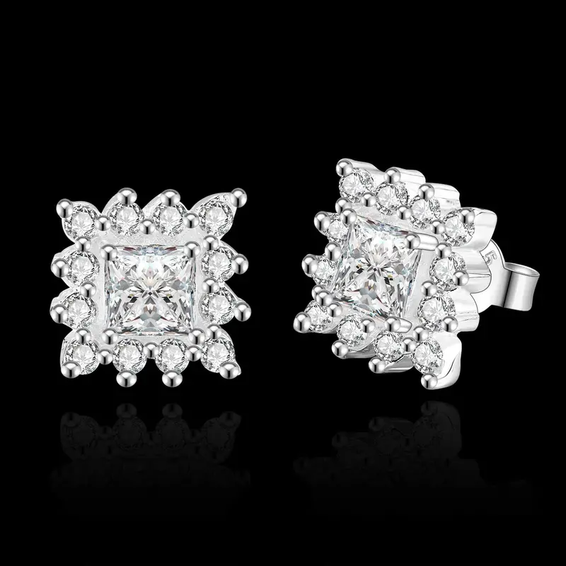 Silver Plated Earing Jewelry Square Star Stud Earring 55 2