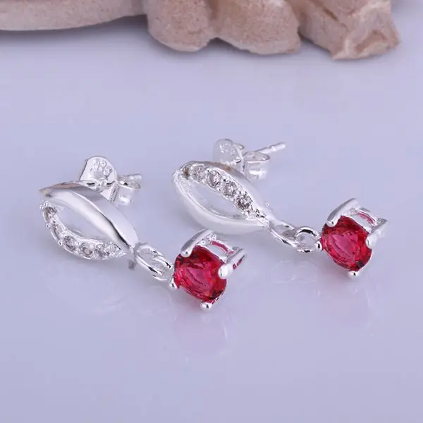 Silver-Plated Earing Mouth Red Stone Stud Earring Silver Plated Earrings 5 8 1