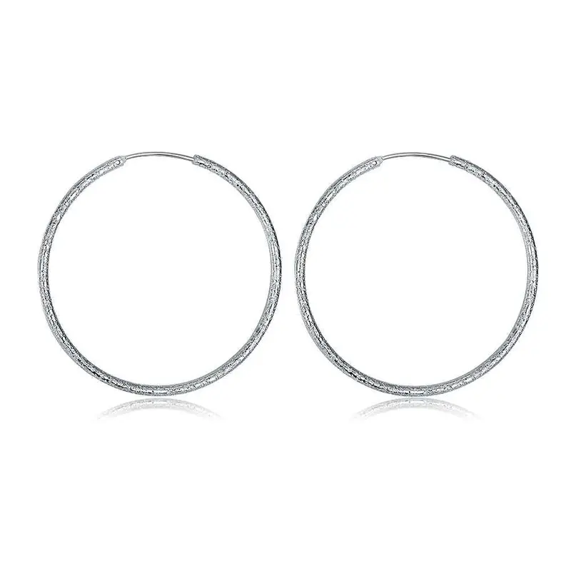 Silver Plated Earing Sand Circle Hoop Earring Silver Plated Earrings  44 1