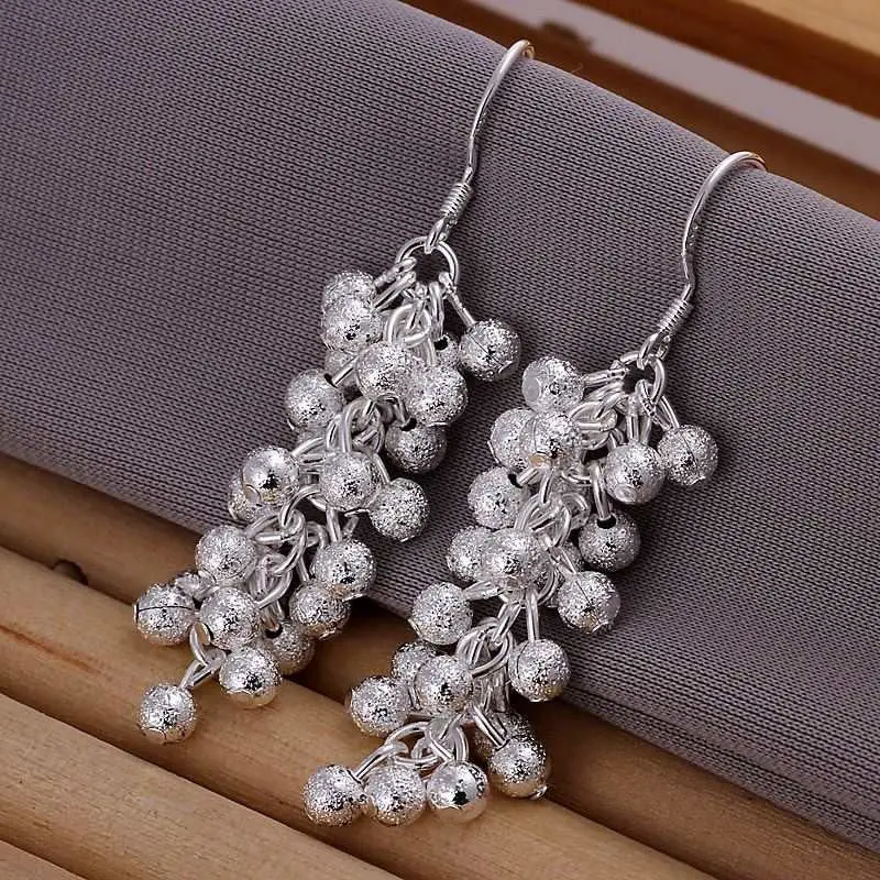 Silver-Plated Earing Sand Grape Drop Earring Silver Plated Earrings   7 1
