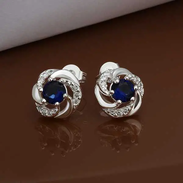 Silver Plated Earing Silver Plated Jewelry Blue Stone Earting 439 1