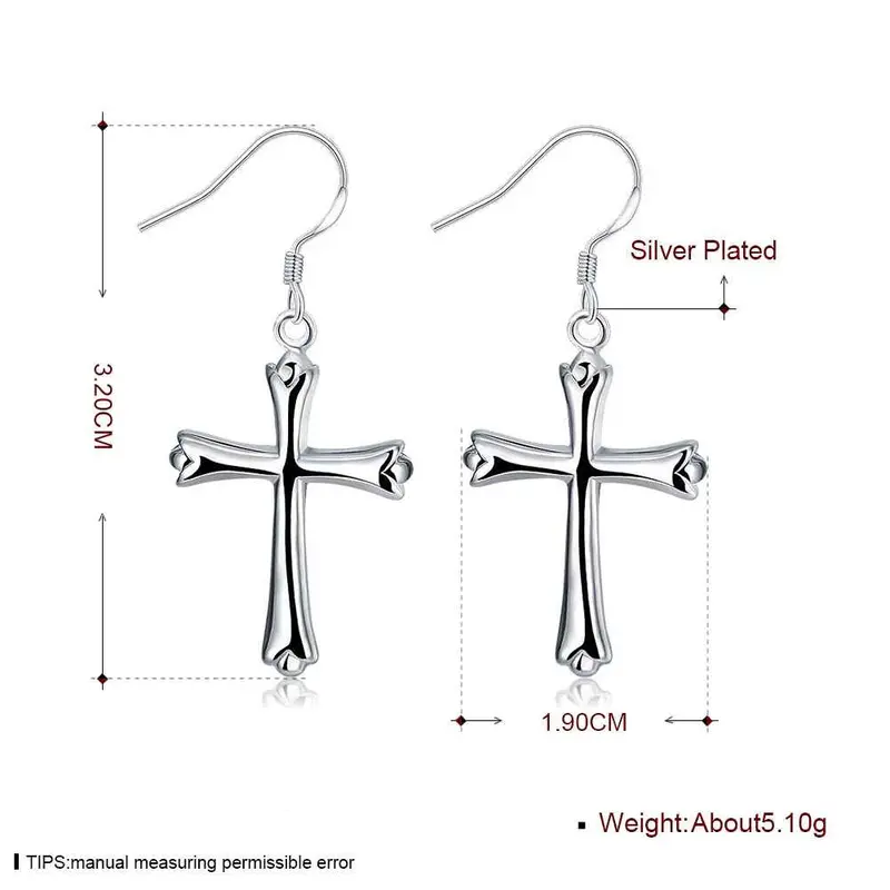 Silver Plated Earing Silver Plated Jewelry Cross Earting 3 5 2
