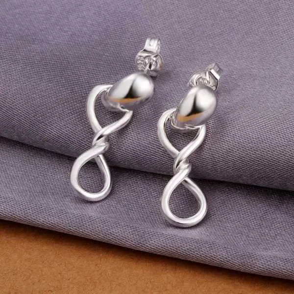 Silver Plated Earing Silver Plated Jewelry Cute 8 Shaped Earting 3 7 1