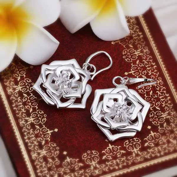 Silver Plated Earing Silver Plated Jewelry Flower Earting 4 9 1