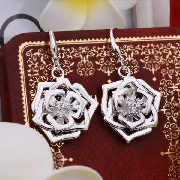 Silver Plated Earing Silver Plated Jewelry Flower Earting 4 9 2