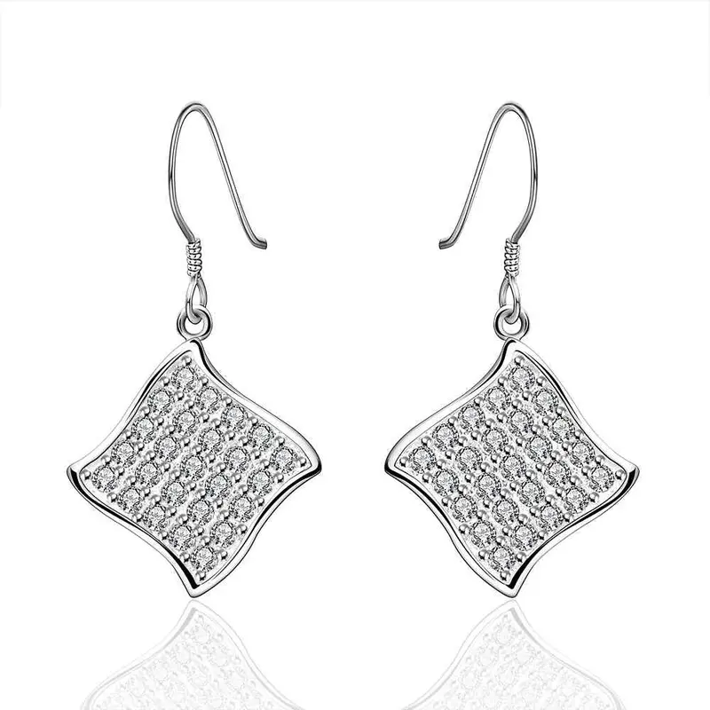 Silver Plated Earing Silver Plated Jewelry Square Leaf Earring 573 1
