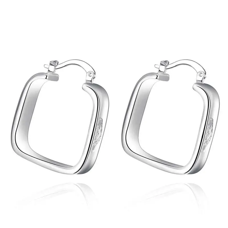 Silver-Plated Earing Square Hoop Earring Silver Plated Earrings 28 1