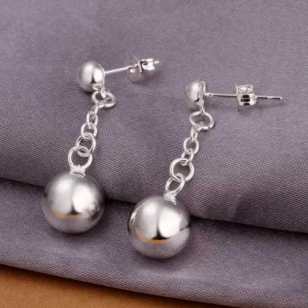 Silver Plated Earing Sterling Silver Jewelry Chain Bead Drop Earrings 279 1