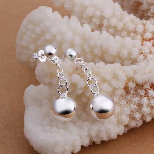 Silver Plated Earing Sterling Silver Jewelry Chain Bead Drop Earrings 279 2