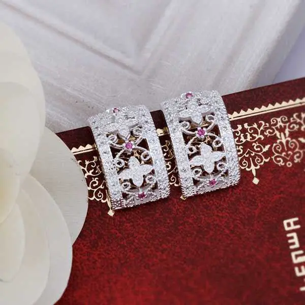 Silver Plated Earing Sterling Silver Jewelry Cute Inlaid Stone Stud Earrings 365 2