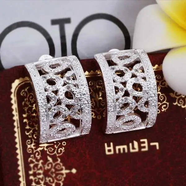 Silver Plated Earing Sterling Silver Jewelry Cute Inlaid Stone Stud Earrings 367 1