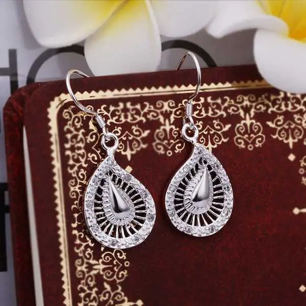 Silver Plated Earing Sterling Silver Jewelry Inlaid Stone Drop Earrings 381 1
