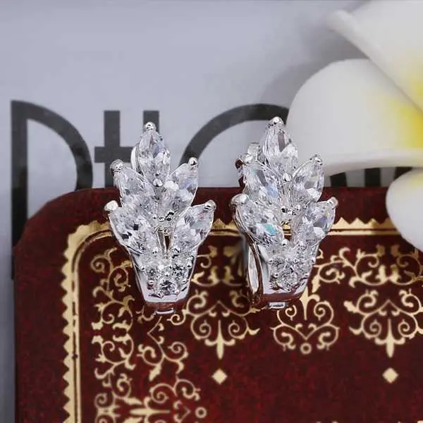 Silver Plated Earing Sterling Silver Jewelry Inlaid Stone Flower Stud Earrings 356 1