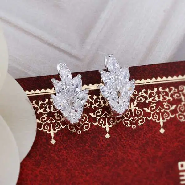 Silver Plated Earing Sterling Silver Jewelry Inlaid Stone Flower Stud Earrings 356 2