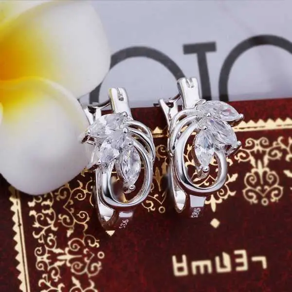 Silver Plated Earing Sterling Silver Jewelry Inlaid Stone Stud Earrings 351 1