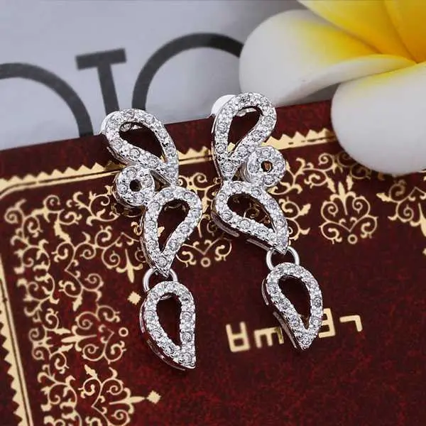 Silver Plated Earing Sterling Silver Jewelry Inlaid Stone Stud Earrings 374 1