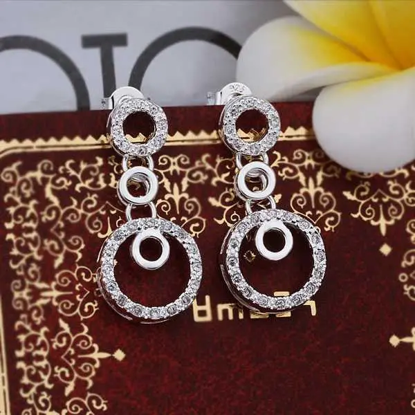 Silver Plated Earing Sterling Silver Jewelry Insets Multi Circle Stud Earrings 372 1