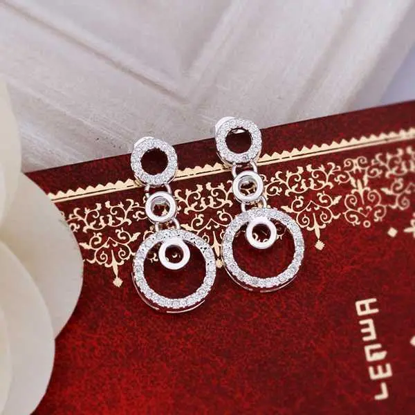 Silver Plated Earing Sterling Silver Jewelry Insets Multi Circle Stud Earrings 372 2