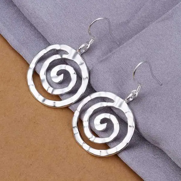 Silver Plated Earing Sterling Silver Jewelry Round Thread Drop Earrings 353 1