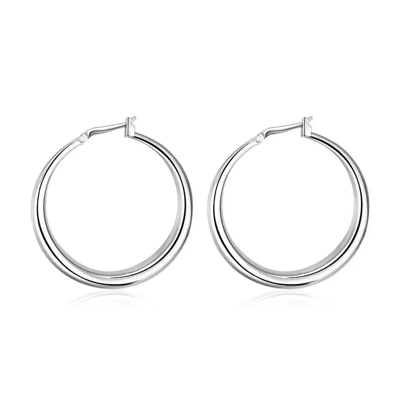 Silver Plated Earing Three-Dimensional Hoop Earring Silver Plated Earrings  2 1