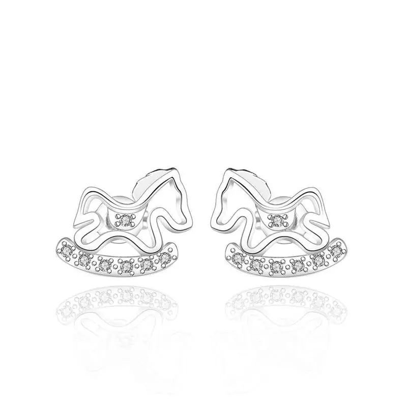 Silver Plated Earing Toy Horse Stud Earring Silver Plated Earrings 538 1