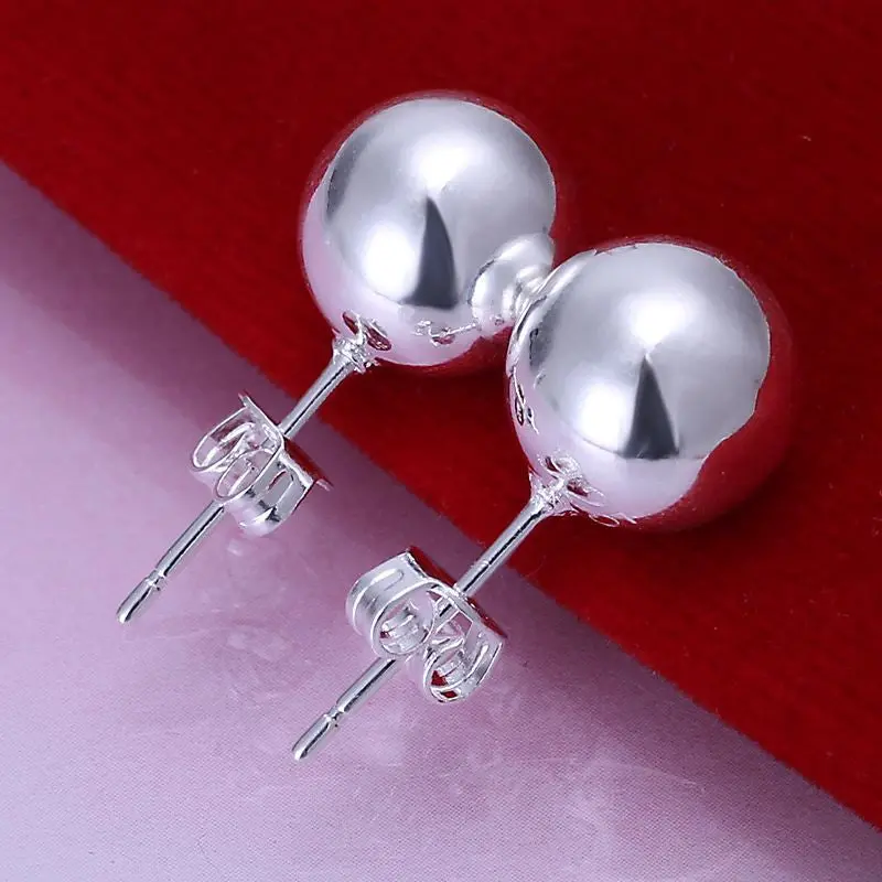 Silver Plated Earings 1 Mm Bead Stud Orecchini Gift For Her 1