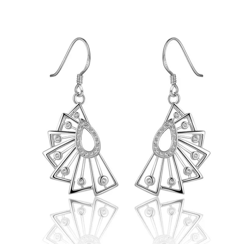 Silver Plated Earings Butterfly White Star Stud Brincos Elegant 243 1
