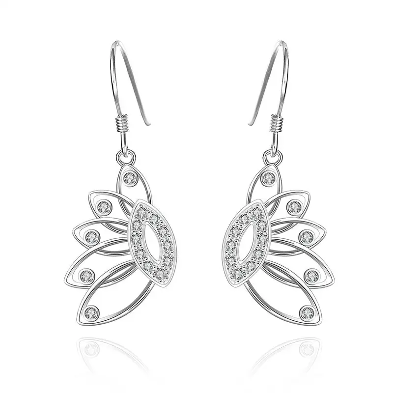 Silver Plated Earings Butterfly White Star Stud Brincos Elegant 243 2