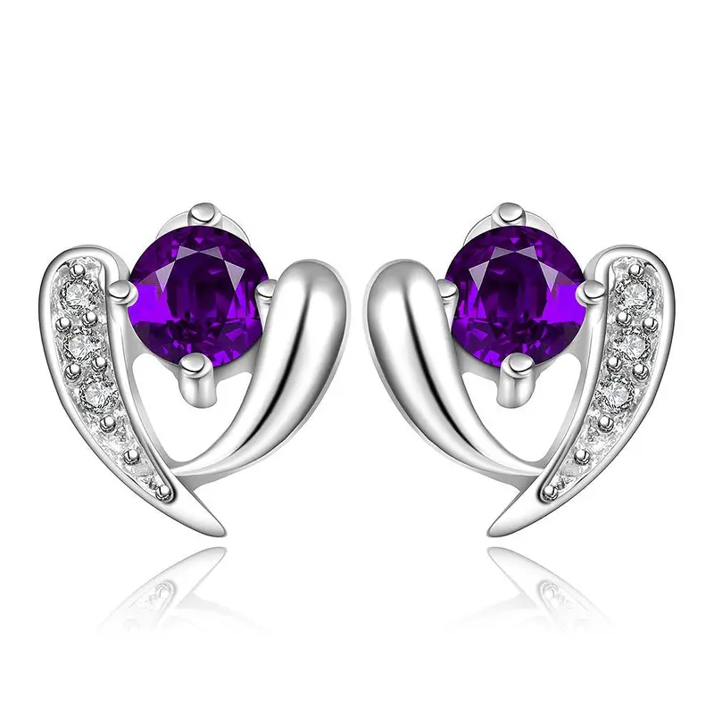 Silver Plated Earings Heart Stud Cuff 391 1