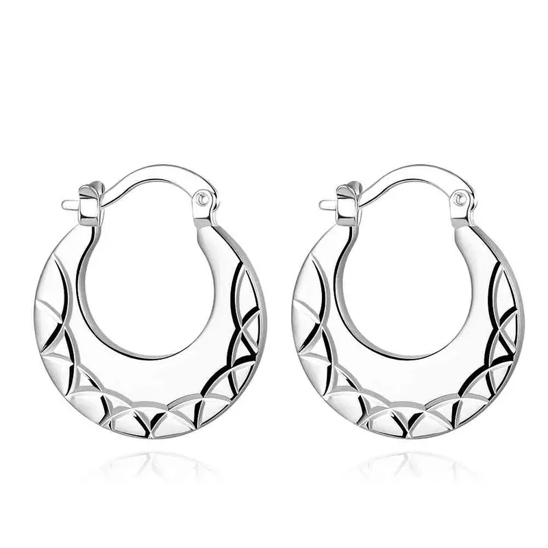 Silver Plated Earings Hollow Round Clip Orecchini Ruby Jewelry 69 1