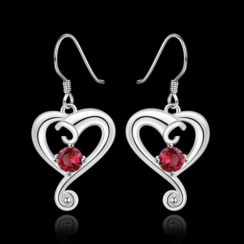 Silver-Plated Earings Jewelry Cloud Heart Red Drop Brincos De Festa Costume Jewellery 2