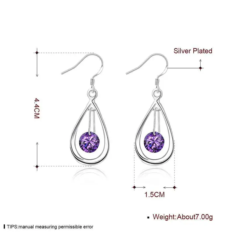 Silver Plated Earings Jewelry Crystal Water Drop Pendientes Bear Jewerly Accessories 2