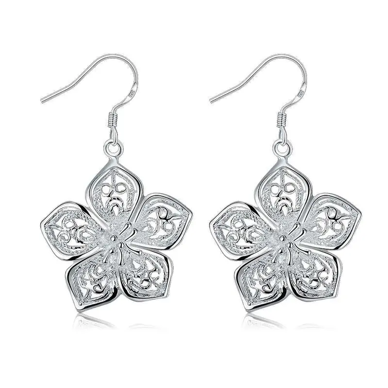 Silver-Plated Earings Jewelry Flower Drop Pendientes Bear Bijoux 1