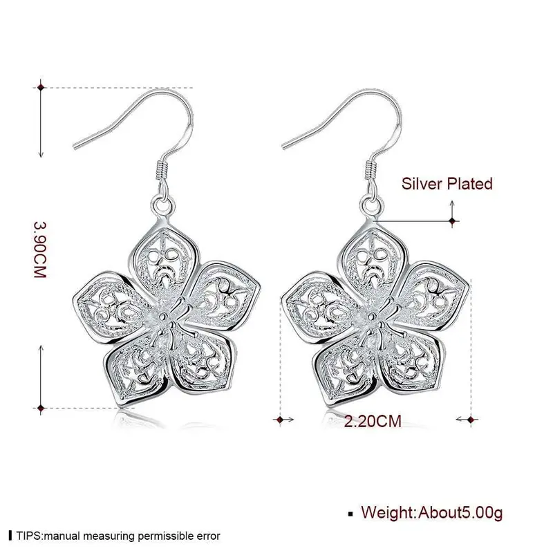 Silver-Plated Earings Jewelry Flower Drop Pendientes Bear Bijoux 2