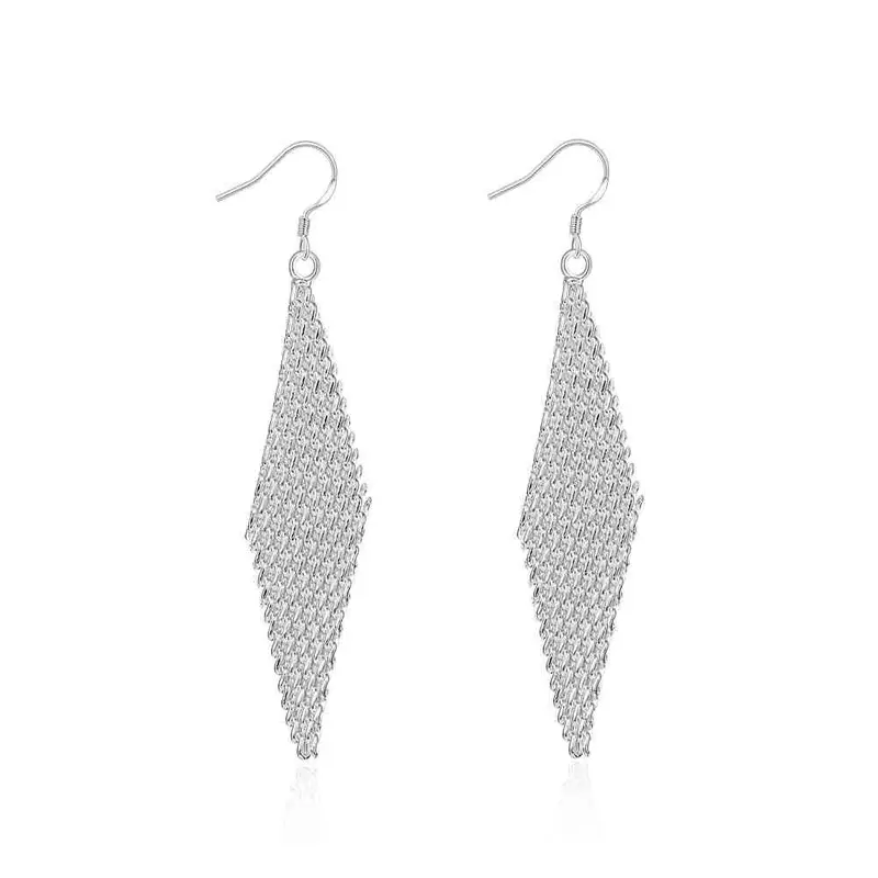 Silver Plated Earings Jewelry Net Ladder Drop Cuff Diy 1